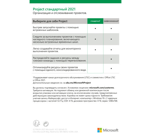 Microsoft Project Standard 2021 для 1 ПК, ESD – електронна ліцензія, всі мови (076-05905)
