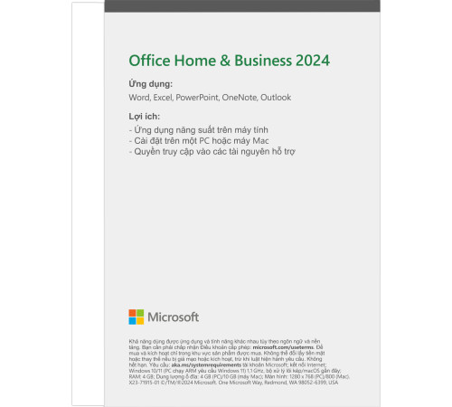 Microsoft Office Home and Business 2024 англ, FPP без носія (EP2-06636)
